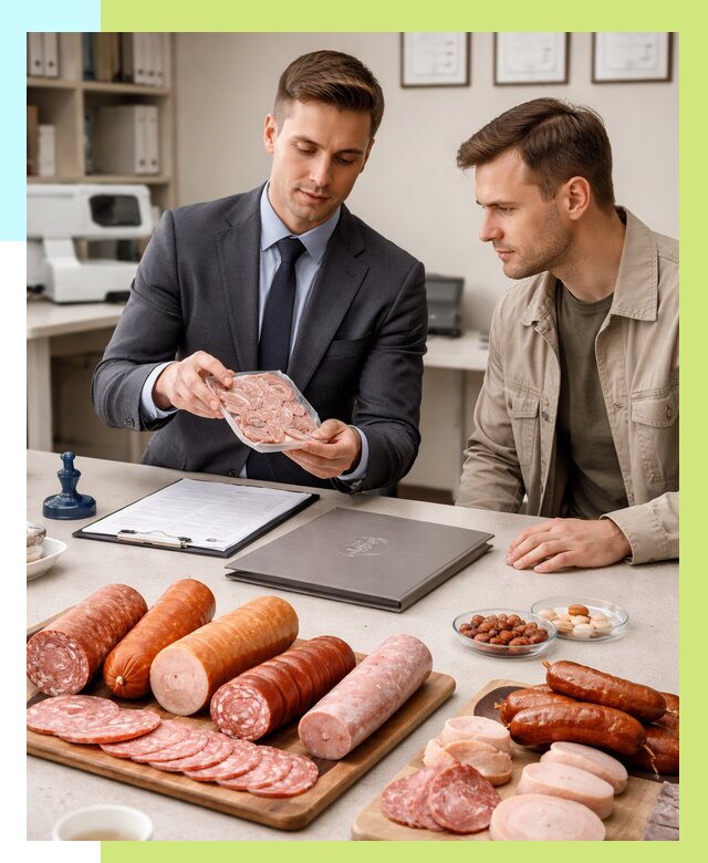 Сертификация колбасных изделий в Малгобеке от 7739 р. | Алешин-Млг